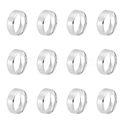 12Pcs 201 Stainless Steel Plain Band Ring for Men Women RJEW-UN0002-44C-1