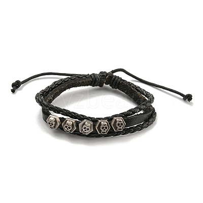 PU Imitation Leather Braided Cord Bracelets BJEW-G709-07B-AS-1