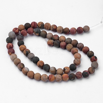 Natural Polychrome Jasper/Picasso Stone/Picasso Jasper Beads Strands G-D809-03-6mm-1