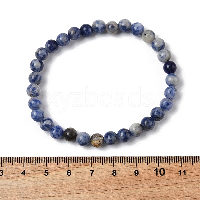 Natural Blue Spot Jasper Bead Stretch Bracelets BJEW-K212-A-039-1