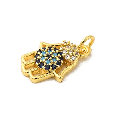 Real 18K Gold Plated Rack Plating Brass Micro Pave Cubic Zirconia Pendants Charms KK-S396-01J-1