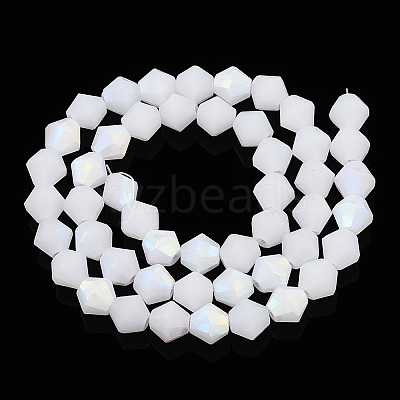 Imitation Jade Bicone Frosted Glass Bead Strands EGLA-A039-J6mm-MB06-1