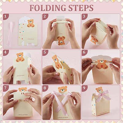 10Pcs Bear Folding Paper Gift Boxes CON-WH0001-77A-1
