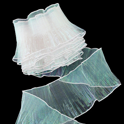 Mermaid Color Polyester Pleated Lace Trim Ribbon DIY-WH0401-58C-1