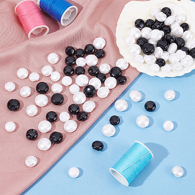 240Pcs 6 Style 1-Hole Plastic Button BUTT-PH0001-14-1