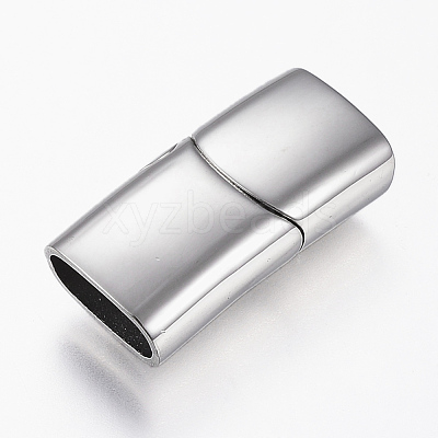 Tarnish Resistant 304 Stainless Steel Magnetic Clasps with Glue-in Ends STAS-G157-14P-12x7mm-1