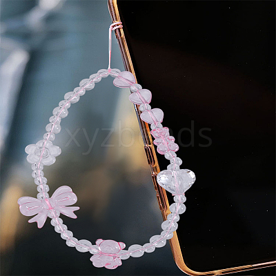1Pc Heart & Bowknot Acrylic Mobile Straps for Women AJEW-LP0004-56-1