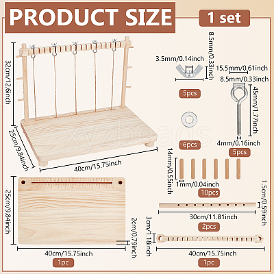 Wood Binding & Sewing Frame AJEW-WH0596-266-1