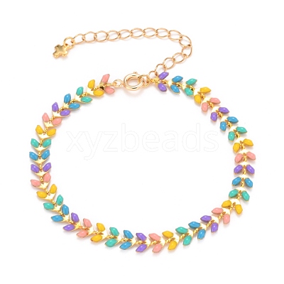 Brass Enamel Cobs Chains Bracelets BJEW-JB05744-1