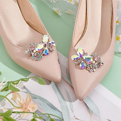 2Pcs Butterfly Alloy Glass Rhinestone Shoe Decoration FIND-AR0005-01C-1