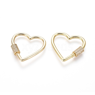 Brass Micro Pave Cubic Zirconia Screw Carabiner Lock Charms ZIRC-I031-11G-01-1