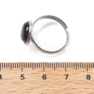 Half Round Synthetic Blue Goldstone Finger Rings RJEW-M062-01P-26-1