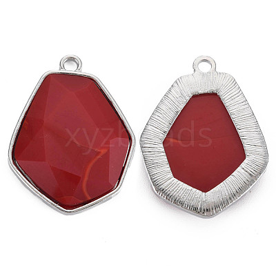 Faceted Glass Pendants PALLOY-N167-01-03P-RS-1