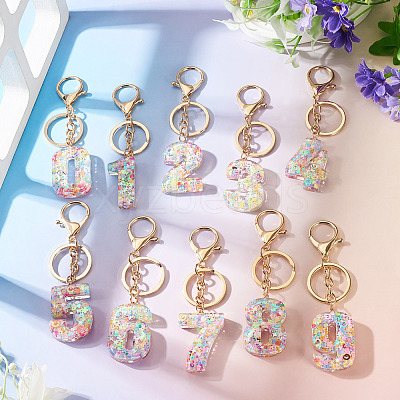 Number 3 Transparent Resin Keychains KEYC-TADJ0001-10C-1