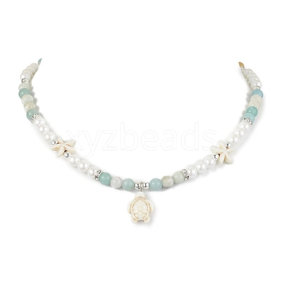 Mixed Gemstone and Pearl Beads Necklaces NJEW-JN04790-1