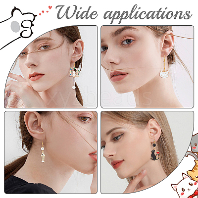 DIY Cat Asymmetrical Earring Making Kit DIY-SC0021-21-1