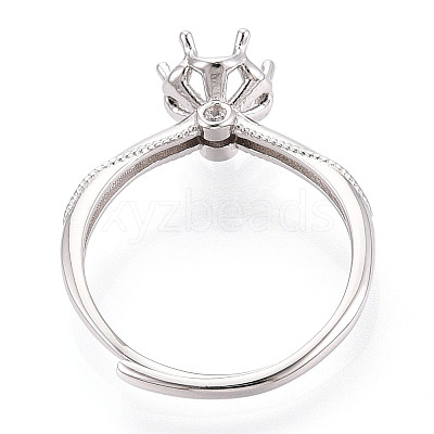 Rhodium Plated 925 Sterling Silver Micro Pave Cubic Zirconia Engagement Solitaire Ring Settings STER-T008-19P-1
