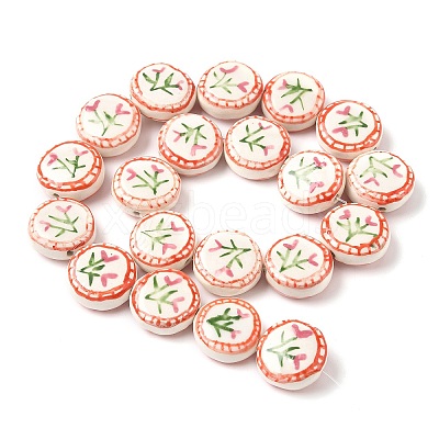 Flower Theme Handmade Porcelain Beads LAMP-D303-06C-01-1