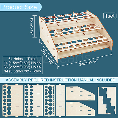 3-Layer Wooden Craft Paint & Brash Rack DIY-WH0401-04-1