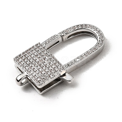 Brass Clear Cubic Zirconia Lobster Claw Clasps KK-Z078-48B-P-1