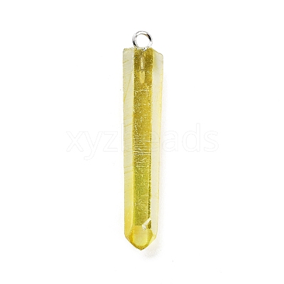 Electroplated Natural Quartz Pendants G-P315-B01-02P-1