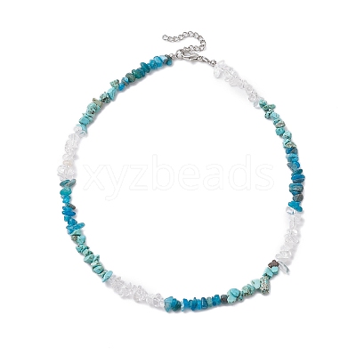 Natural Howlite & Apatite & Quartz Crystal Chip Beaded Necklaces NJEW-JN05099-05-1