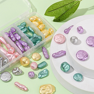 50g 5 Colors ABS Plastic Imitation Pearl Beads OACR-YW0001-24-1