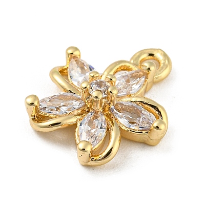 Brass with Clear Cubic Zirconia Charms KK-G478-02C-KCG-1