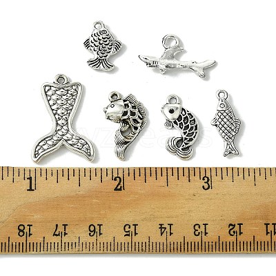 48Pcs 6 Styles Tibetan Style Alloy Pendant DIY-FS0005-72-1