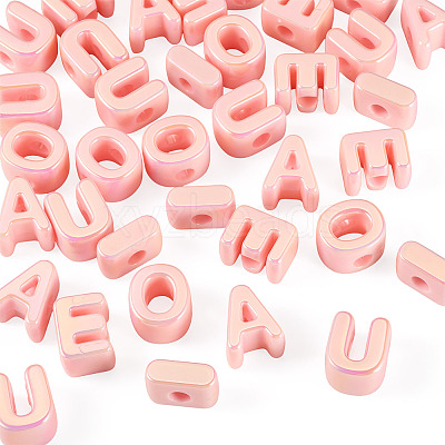50Pcs 5 Styles UV Plating Opaque Acrylic Beads PACR-TA0001-31D-1