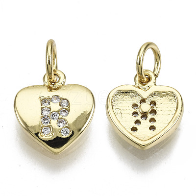 Brass Micro Pave Clear Cubic Zirconia Charms KK-N227-34R-NF-1