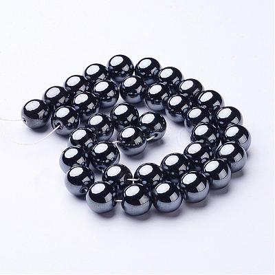 Non-Magnetic Synthetic Hematite Beads Strands X-G-H1624-12mm-1-1