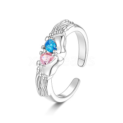 Brass Pave Cubic Zirconia Cuff Open Rings WGBC26E-01-1