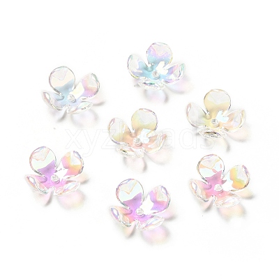 Transparent Acrylic Flower Bead Caps MACR-C009-15-1