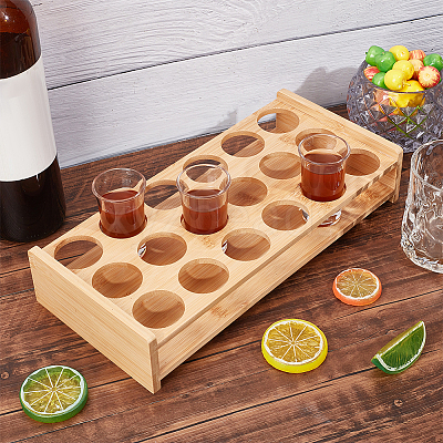 18-Hole Wood Shot Glasses Holders ODIS-WH0038-78-1