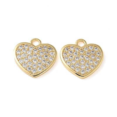 Brass Micro Pave Cubic Zirconia Charms KK-C086-07G-1