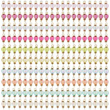 200Pcs 10 Colors Transparent Acrylic Pendants PALLOY-GO00013-1