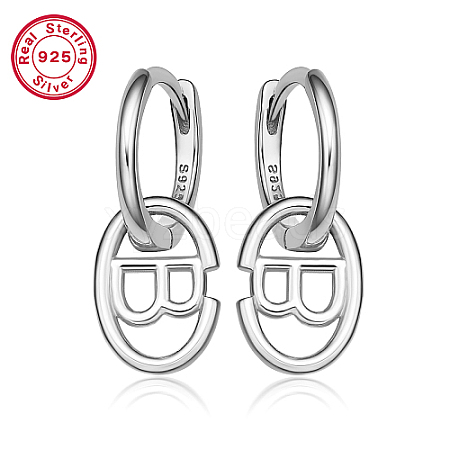 Rhodium Plated Platinum 925 Sterling Silver Hoop Earrings ZC9557-4-1