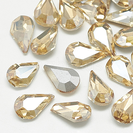 Pointed Back Glass Rhinestone Cabochons RGLA-T082-6x10mm-06-1