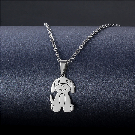 Dog Stainless Steel Pendant Necklaces PW-WGEE715-01-1