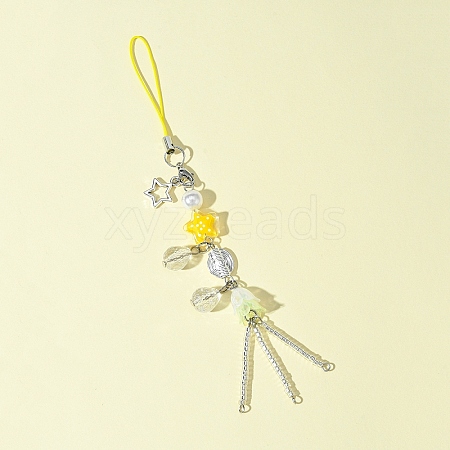 Glass & Alloy & Acrylic Mobile Straps HJEW-FS00004-1