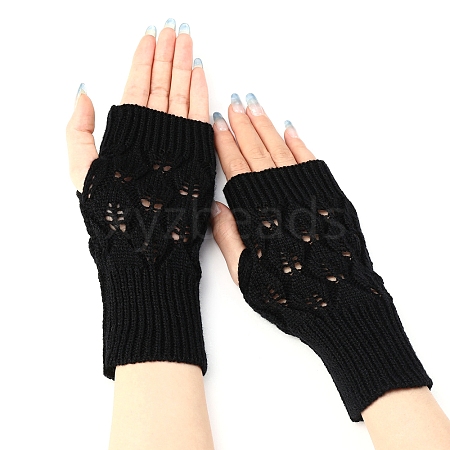 Warm Knitted Acrylic Fiber Half Sleeve Gloves PW-WGFF8D0-02-1