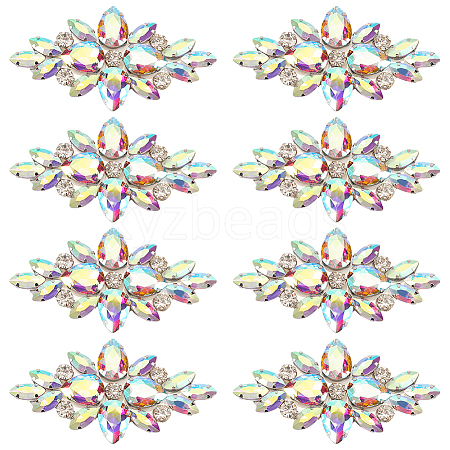 8Pcs Glass Cabochons(Hot Melt Adhesive On The Back) GGLA-FG0001-07A-1