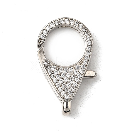 Brass Clear Cubic Zirconia Lobster Claw Clasps KK-Z078-49C-P-1