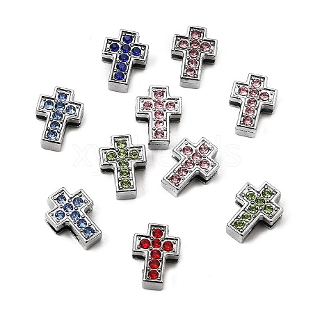 Alloy with Rhinestone Slide Charms RB-NH0002-01P-1