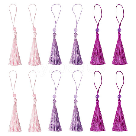 24Pcs 3 Colors Polyester Tassel Decorations OCOR-TADJ0007-01D-1