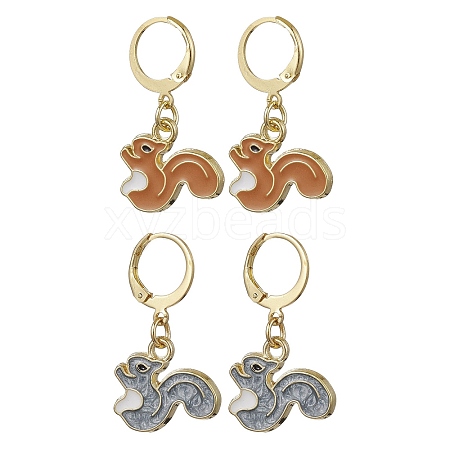 2 Pairs 2 Colors Alloy Enamel Hoop Earrings EJEW-JE06215-1