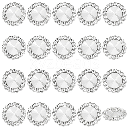 AHADERMAKER 20Pcs Alloy Rhinestone Shank Buttons BUTT-GA0001-19A-1