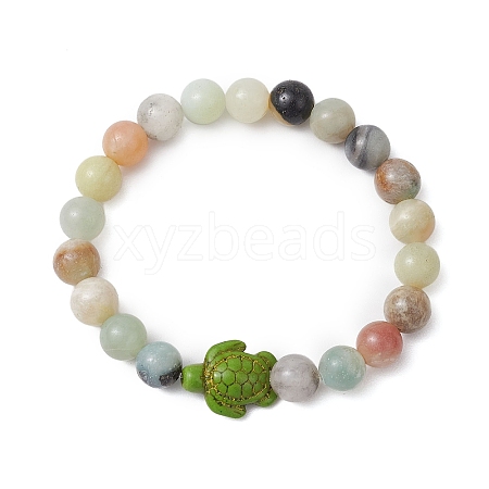 Natural Flower Amazonite Beaded Stretch Bracelets for Women BJEW-JB11095-05-1