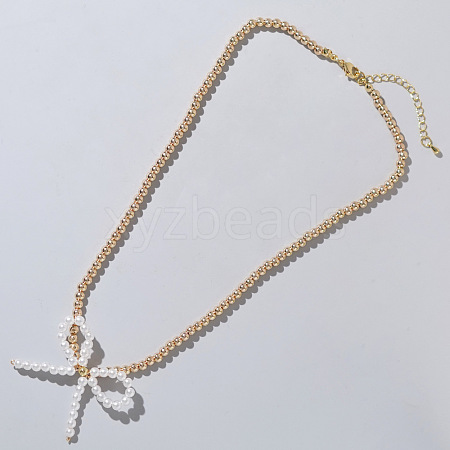 Glass Bowknot Necklace for Women YR7395-2-1